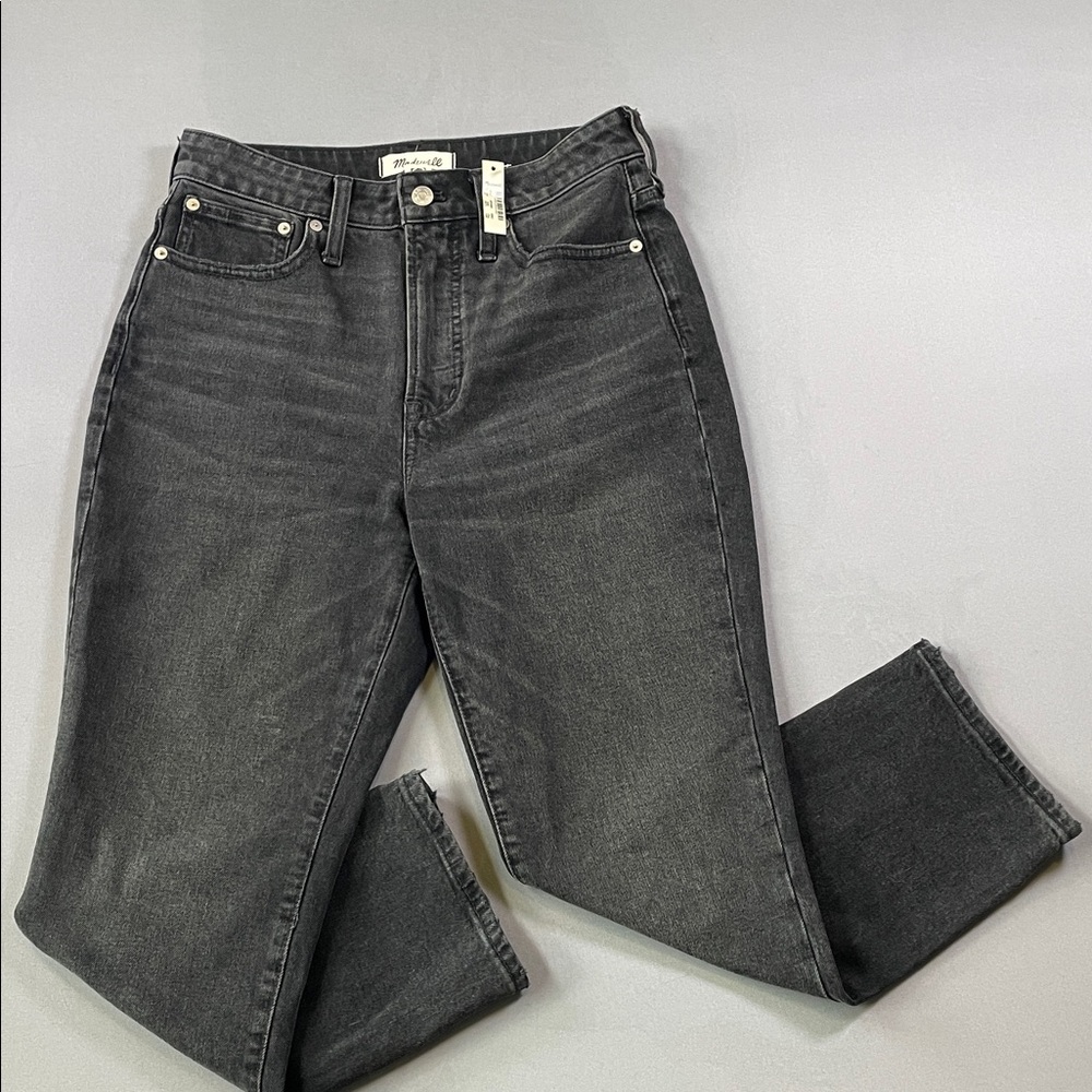 Madewell NWT The Curvy Perfect Vintage Black Wash High Rise Straight Leg Jeans